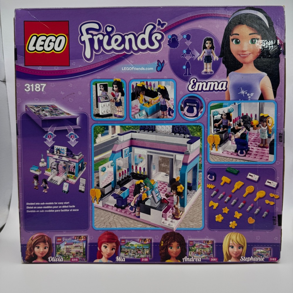 LEGO Friends Butterfly Beauty Shop 3187 Emma Sarah Mini-Dolls 221 Pcs New Sealed - Picture 2 of 4